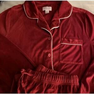Cabernet Sleep Sense Pajama Set Women Size Med.  Red Velour Excellent Condition